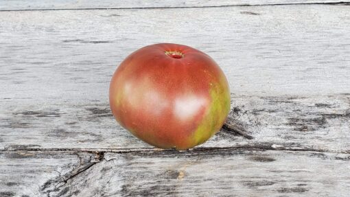 A Black Krim Tomato turned upside down.