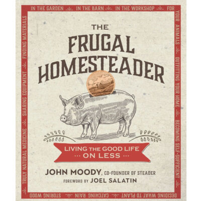 The Frugal Homesteader front cover with a piggy bank on it.