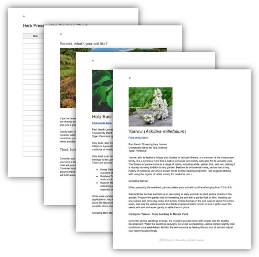 Sample pages inside the Medicinal Herbs Guide.