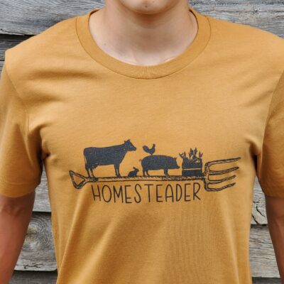 Homesteader T-shirt adult size in toast color.