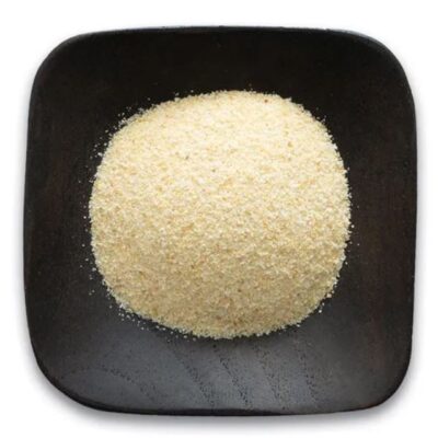 Granulated garlic in a dish.