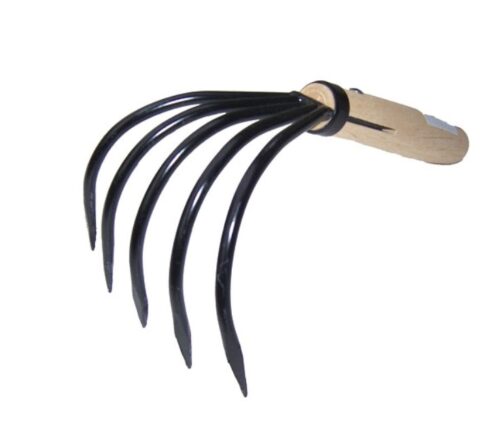 Rastrello Artiglio Giardino 3 Denti In Acciaio Inox Con Manico In Legno Ergonomic - Coltivatore Manuale Per Arieggiare E Zappettare Il Terreno - 2